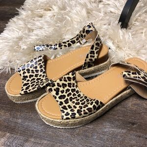Leopard Print Platform Sandals